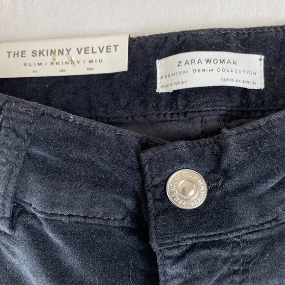 Zara Woman NWT "The Skinny Velvet" Jeans, Premium Denim Collection, Black, S 40 - Picture 3 of 10